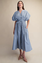 Load image into Gallery viewer, NEWEST ARRIVAL Dusty Fall Blue Dolman Sleeve Midi Dress
