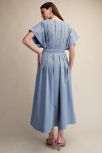Load image into Gallery viewer, NEWEST ARRIVAL Dusty Fall Blue Dolman Sleeve Midi Dress
