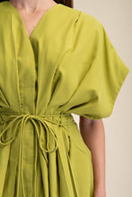 Load image into Gallery viewer, NEWEST ARRIVAL Chartreuse Green Dolman Sleeve Midi Dress
