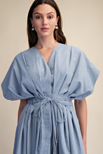 Load image into Gallery viewer, NEWEST ARRIVAL Dusty Fall Blue Dolman Sleeve Midi Dress

