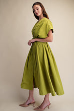 Load image into Gallery viewer, NEWEST ARRIVAL Chartreuse Green Dolman Sleeve Midi Dress
