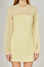 Load image into Gallery viewer, NEWEST ARRIVAL Yellow Mixed Media Mini Dress
