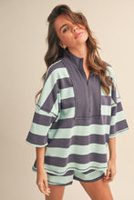 Load image into Gallery viewer, NEWEST ARRIVAL Mint/Gray Striped Oversized Comfy Set
