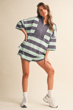 Load image into Gallery viewer, NEWEST ARRIVAL Mint/Gray Striped Oversized Comfy Set
