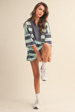Load image into Gallery viewer, NEWEST ARRIVAL Mint/Gray Striped Oversized Comfy Set
