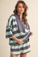 Load image into Gallery viewer, NEWEST ARRIVAL Mint/Gray Striped Oversized Comfy Set
