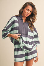 Load image into Gallery viewer, NEWEST ARRIVAL Mint/Gray Striped Oversized Comfy Set
