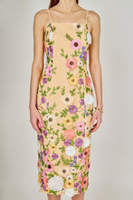 Load image into Gallery viewer, NEWEST ARRIVAL Nude Floral Embroidered Slim Midi Dress
