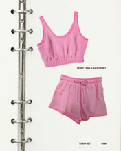 Load image into Gallery viewer, NEWEST ARRIVAL Pink Terry Crop Tank Shorts Set

