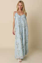 Load image into Gallery viewer, NEWEST ARRIVAL *PREORDER 2/27* Blue/Yellow Floral Yoke Maxi Dress
