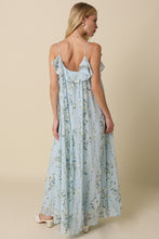 Load image into Gallery viewer, NEWEST ARRIVAL *PREORDER 2/27* Blue/Yellow Floral Yoke Maxi Dress
