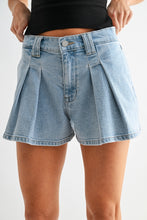Load image into Gallery viewer, NEWEST ARRIVAL Denim Pleated Flare Shorts
