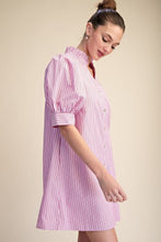 Load image into Gallery viewer, NEWEST ARRIVAL Pink Striped Button Down Dress

