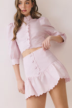 Load image into Gallery viewer, NEWEST ARRIVAL *PREORDER 2/11* Baby Pink Scallop Trim Mini Skirt Set
