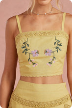 Load image into Gallery viewer, NEWEST ARRIVAL *PREORDER 2/13* Yellow Iris Floral Embroidered Midi Skirt Set
