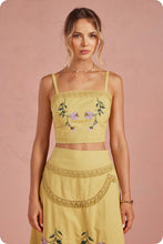 Load image into Gallery viewer, NEWEST ARRIVAL *PREORDER 2/13* Yellow Iris Floral Embroidered Midi Skirt Set
