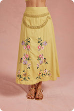 Load image into Gallery viewer, NEWEST ARRIVAL *PREORDER 2/13* Yellow Iris Floral Embroidered Midi Skirt Set
