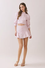 Load image into Gallery viewer, NEWEST ARRIVAL *PREORDER 2/11* Baby Pink Scallop Trim Mini Skirt Set
