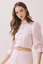 Load image into Gallery viewer, NEWEST ARRIVAL *PREORDER 2/11* Baby Pink Scallop Trim Mini Skirt Set
