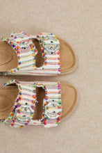 Load image into Gallery viewer, NEWEST ARRIVAL White/Multi Colored Buckle Slides
