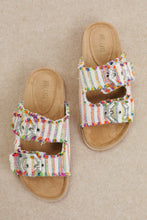 Load image into Gallery viewer, NEWEST ARRIVAL White/Multi Colored Buckle Slides
