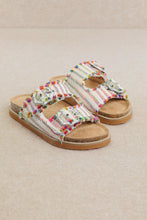 Load image into Gallery viewer, NEWEST ARRIVAL White/Multi Colored Buckle Slides

