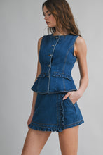 Load image into Gallery viewer, NEWEST ARRIVAL *PREORDER 2/28* Denim Ruffle Trim Skort Set
