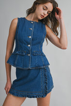 Load image into Gallery viewer, NEWEST ARRIVAL *PREORDER 2/28* Denim Ruffle Trim Skort Set
