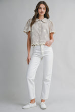 Load image into Gallery viewer, NEWEST ARRIVAL Taupe Embroidered Peter Pan Collar Blouse
