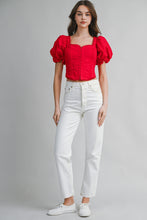 Load image into Gallery viewer, NEWEST ARRIVAL Red Puff Front Hook Blouse
