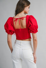 Load image into Gallery viewer, NEWEST ARRIVAL Red Puff Front Hook Blouse
