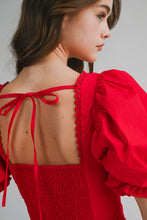 Load image into Gallery viewer, NEWEST ARRIVAL Red Puff Front Hook Blouse

