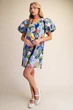 Load image into Gallery viewer, NEWEST ARRIVAL Blue Puff Bubble Sleeve Dress
