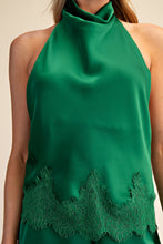 Load image into Gallery viewer, NEWEST ARRIVAL Green Satin Halter Blouse
