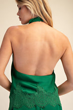 Load image into Gallery viewer, NEWEST ARRIVAL Green Satin Halter Blouse
