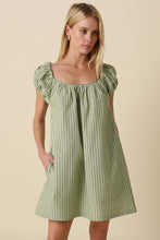 Load image into Gallery viewer, NEWEST ARRIVAL *PREORDER 2/13* Green Striped Babydoll Dress
