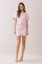 Load image into Gallery viewer, LAST ONE Baby Pink/Ivory Floral Applique Mini Skirt Set
