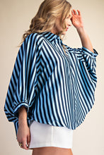 Load image into Gallery viewer, NEWEST ARRIVAL Striped Dolman Sleeve Button Down Blouse
