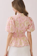 Load image into Gallery viewer, NEWEST ARRIVAL Pale Pink Floral Zipper Front Blouse
