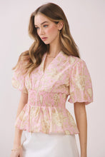 Load image into Gallery viewer, NEWEST ARRIVAL Pale Pink Floral Zipper Front Blouse
