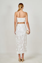 Load image into Gallery viewer, NEWEST ARRIVAL White Floral Embroidered Crop Midi Skirt Set
