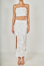 Load image into Gallery viewer, NEWEST ARRIVAL White Floral Embroidered Crop Midi Skirt Set
