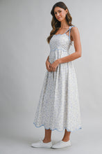 Load image into Gallery viewer, NEWEST ARRIVAL White Floral Scallop Trim Midi Dress
