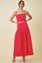 Load image into Gallery viewer, NEWEST ARRIVAL Red Polka Dot Crop Maxi Skirt Set
