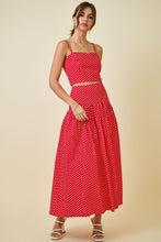 Load image into Gallery viewer, NEWEST ARRIVAL Red Polka Dot Crop Maxi Skirt Set
