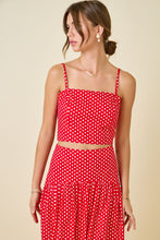 Load image into Gallery viewer, NEWEST ARRIVAL Red Polka Dot Crop Maxi Skirt Set
