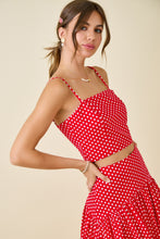 Load image into Gallery viewer, NEWEST ARRIVAL Red Polka Dot Crop Maxi Skirt Set
