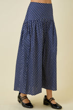 Load image into Gallery viewer, NEWEST ARRIVAL Navy//White Polka Dot Midi Skirt

