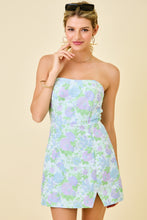 Load image into Gallery viewer, NEWEST ARRIVAL Blue/Purple Floral Jacquard Strapless Dress
