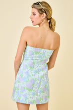 Load image into Gallery viewer, NEWEST ARRIVAL Blue/Purple Floral Jacquard Strapless Dress
